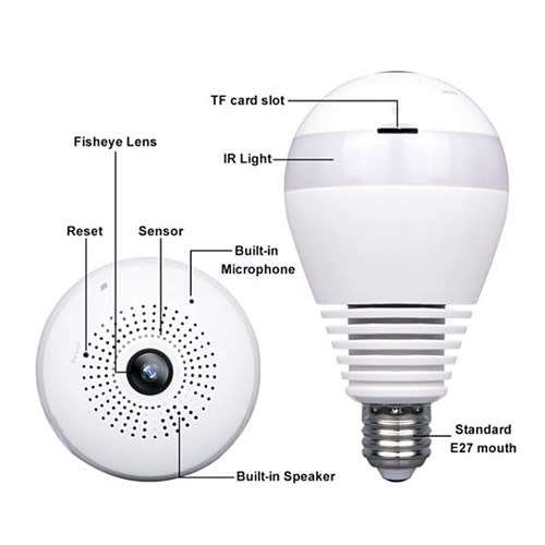 360° Panoramic Light Bulb WiFi Camera | E27 Screw | Discreet Surveillance | TMT Durban